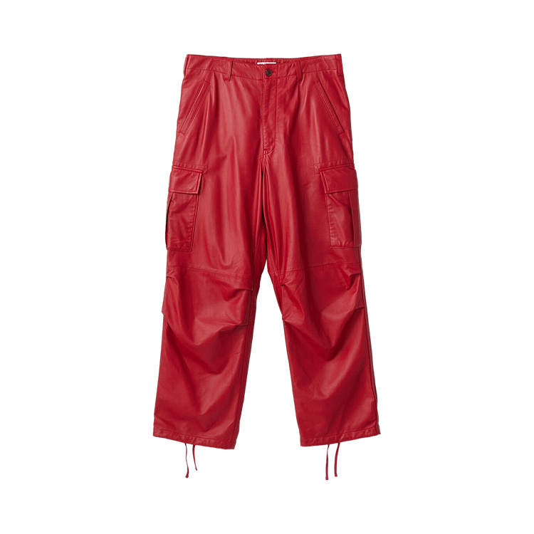 Ambush Leather Cargo Pants "Red"