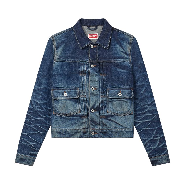 Kenzo Slim Pleated Trucker Jacket "Blue"