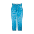 Jil Sander Distressed Leather Biker Pants "Blue"