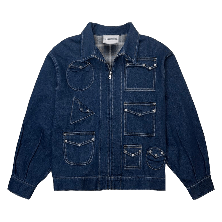 Glass Cypress Geometric Canvas Jacket "Blue"