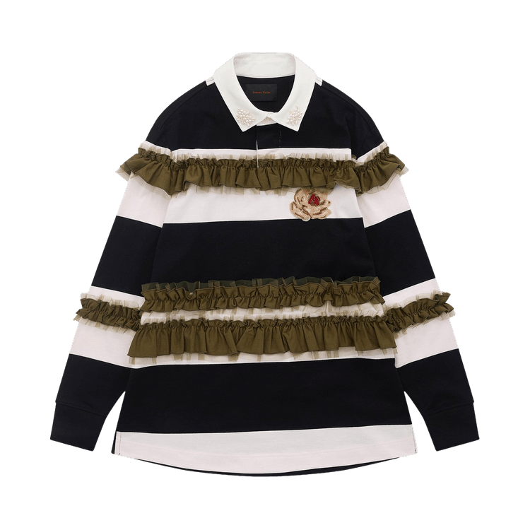 Simone Rocha Ruffle Rugby Shirt With Turbo Embroidery "Black"