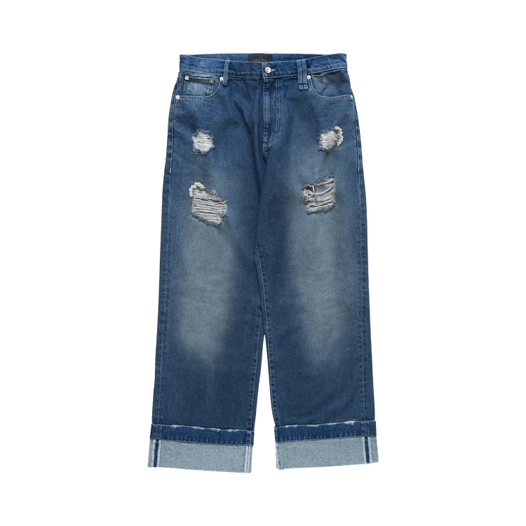 Simone Rocha Distressed Straight Leg Jeans "Blue"