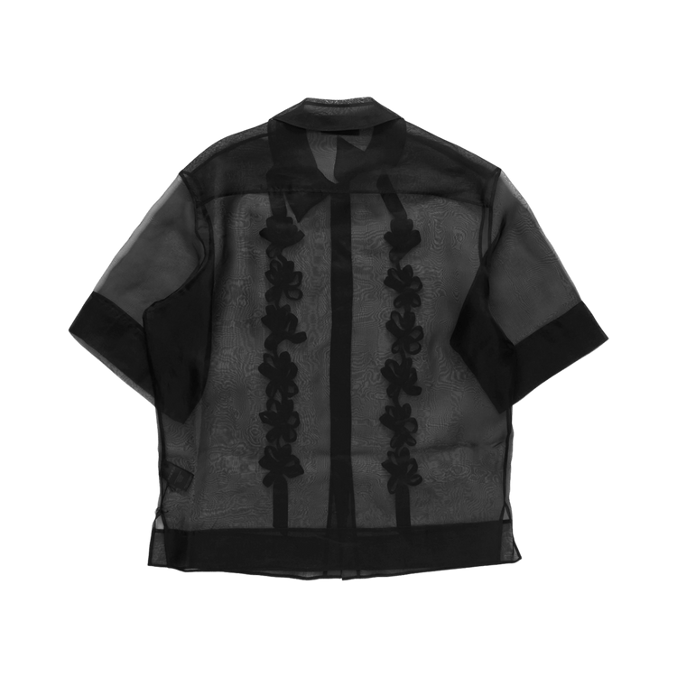 Simone Rocha Sheer Daisy Ribbon Chain Boxy Shirt "Black"