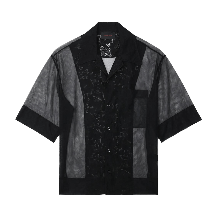 Simone Rocha Trapped Lace Patchwork Boxy Shirt "Black"