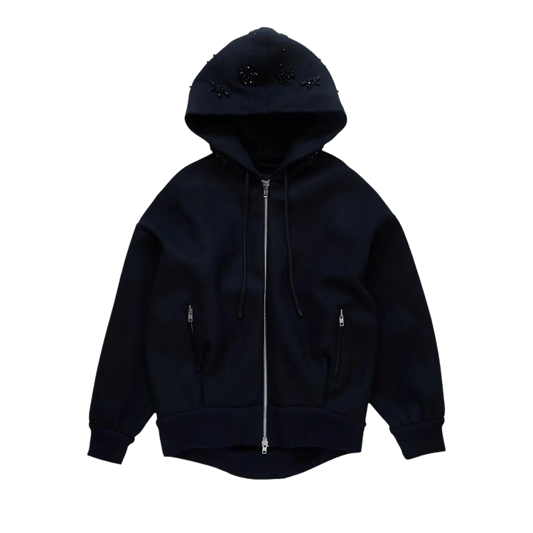 Simone Rocha Hooded Zip-Up Bomber Jacket "Blue"