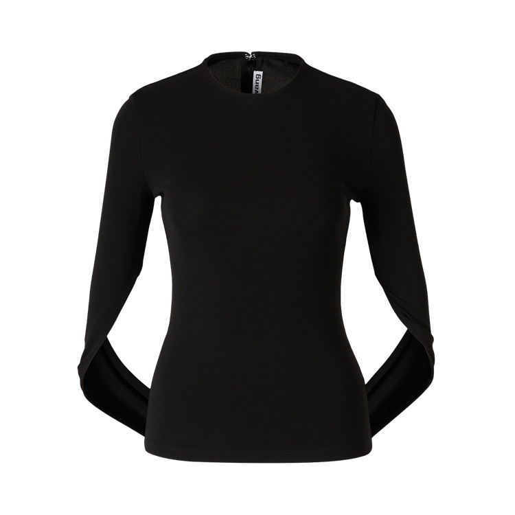 Alexander Wang Drape Back Long-Sleeve Top "Black"