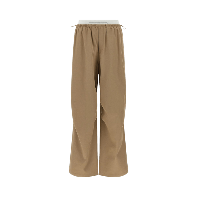 Alexander Wang Articulated Knee Mid Rise Logo Elastic Pants "Warm Taupe"