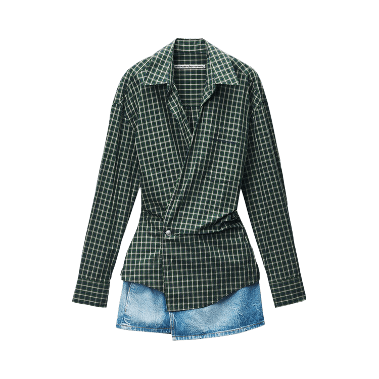 Alexander Wang Pre Styled Mini Wrap Dress "Green/Navy"
