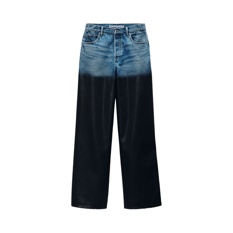Alexander Wang Partial Coating Surge Low Rise Wide Leg Jean "Vintage Marbled Blue"