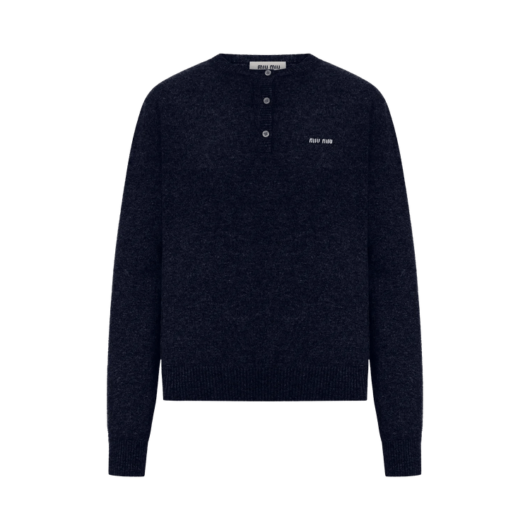 Miu Miu Cashmere 3 Button Crewneck Sweater "Bleu"