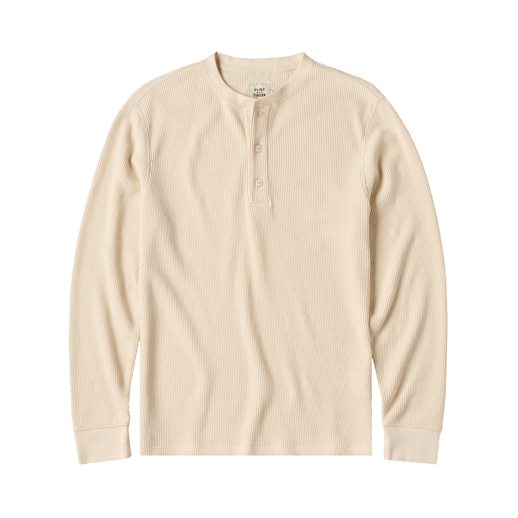 The Elder Statesman Waffle Thermal Henley "Natural"