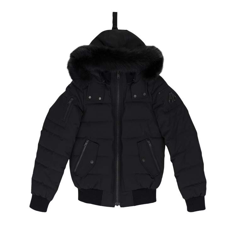 Moose Knuckles Ladriere Shearling Trim Bomber Jacket "Black"