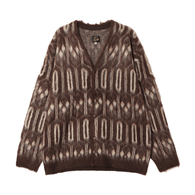 Needles Geometric Mohair Cardigan "Burgundy"