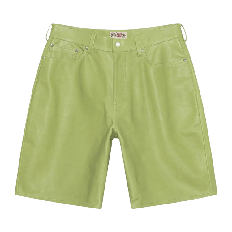Stussy Big Ol Leather Shorts "Lime"