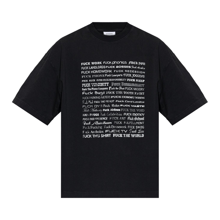 Vetements Fuck Everything T-Shirt "Washed Out Black"