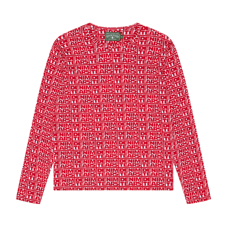 Denim Tears Larmes De Jean Jacquard Long Sleeve Tee "Red"