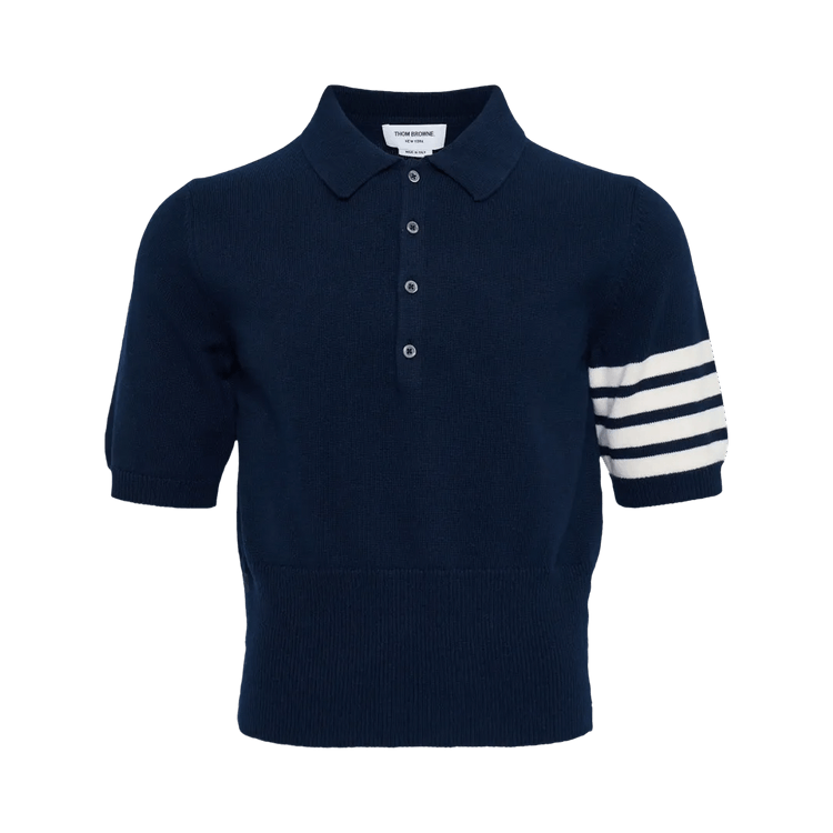 Thom Browne Wool Classic Fit Short-Sleeve Polo "Navy"