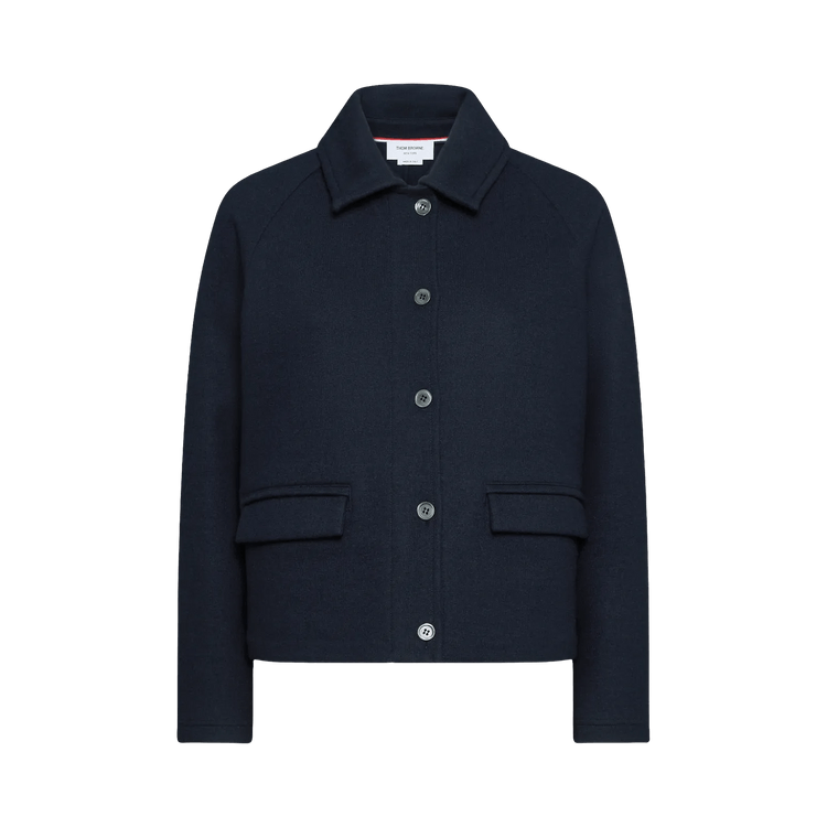 Thom Browne Double Face Wool Polo Collar Jacket "Navy"