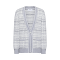 Thom Browne Tweed Elongated V Neck Cardigan "Light Grey"