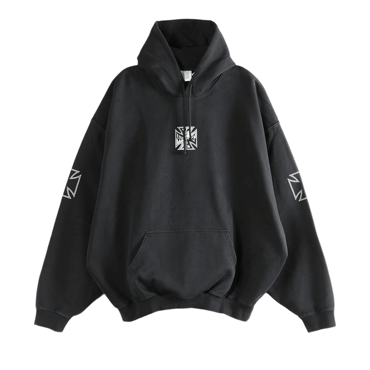 Vetements Triple Biker Cross Logo Hoodie "Black"