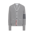 Thom Browne Tonal 4 Bar Stripe V Neck Cardigan "Light Grey"