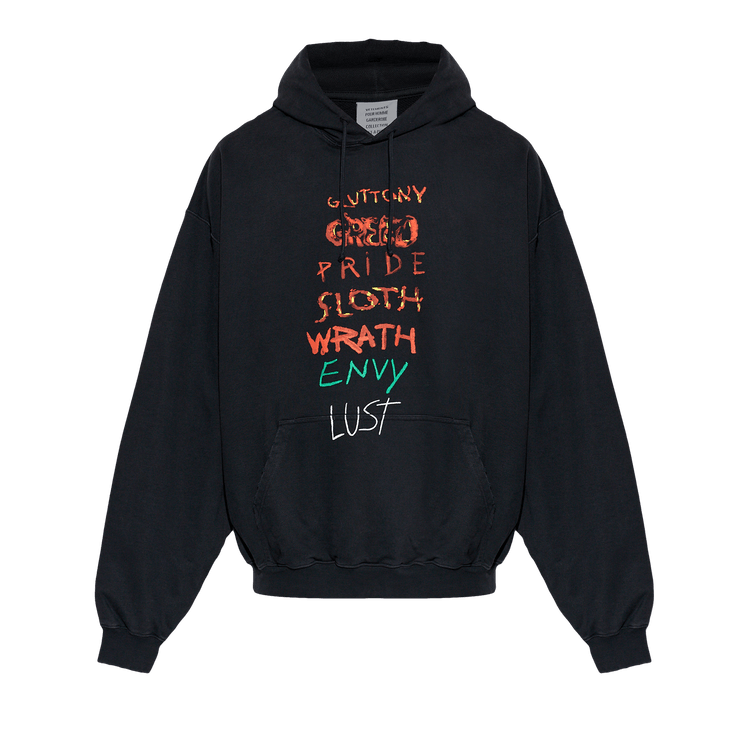 Vetements 7 Sins Hoodie "Washed Out Black"