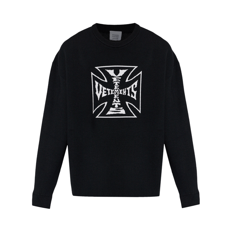 Vetements Double Biker Cross Logo Sweater "Black"