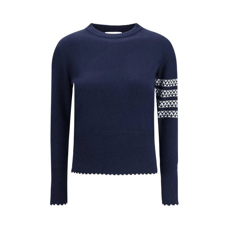 Thom Browne Holiday Hector Classic Fit Crew Neck Pullover "Navy"