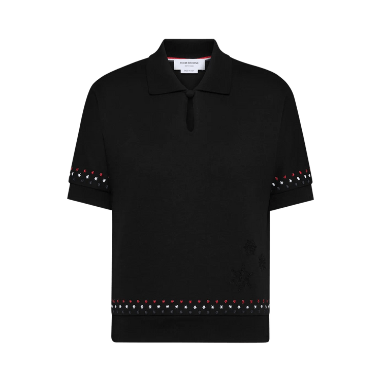 Thom Browne Stars & Snowflake Embroidery Polo Shirt "Black"