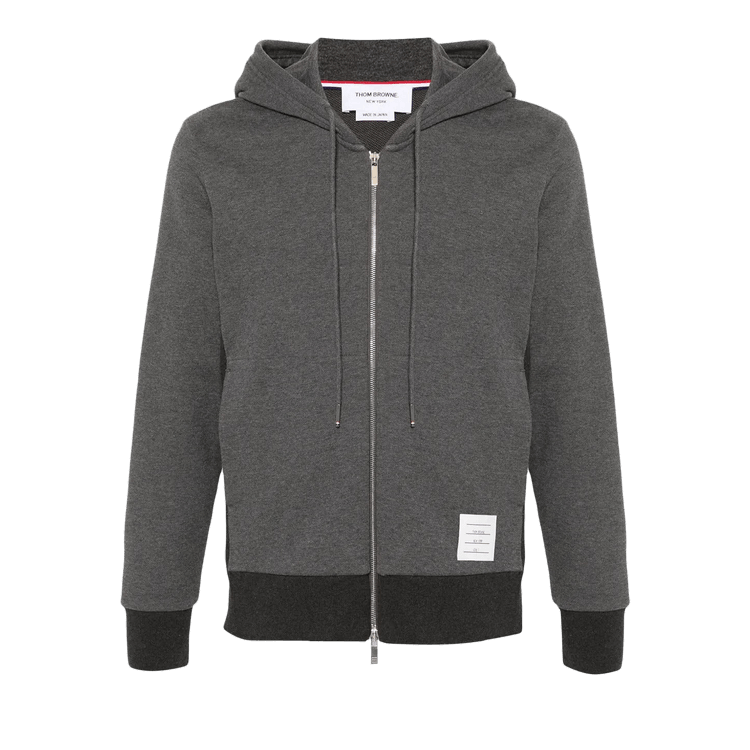 Thom Browne Classic Loopback Zip Up Hoodie "Dark Grey"
