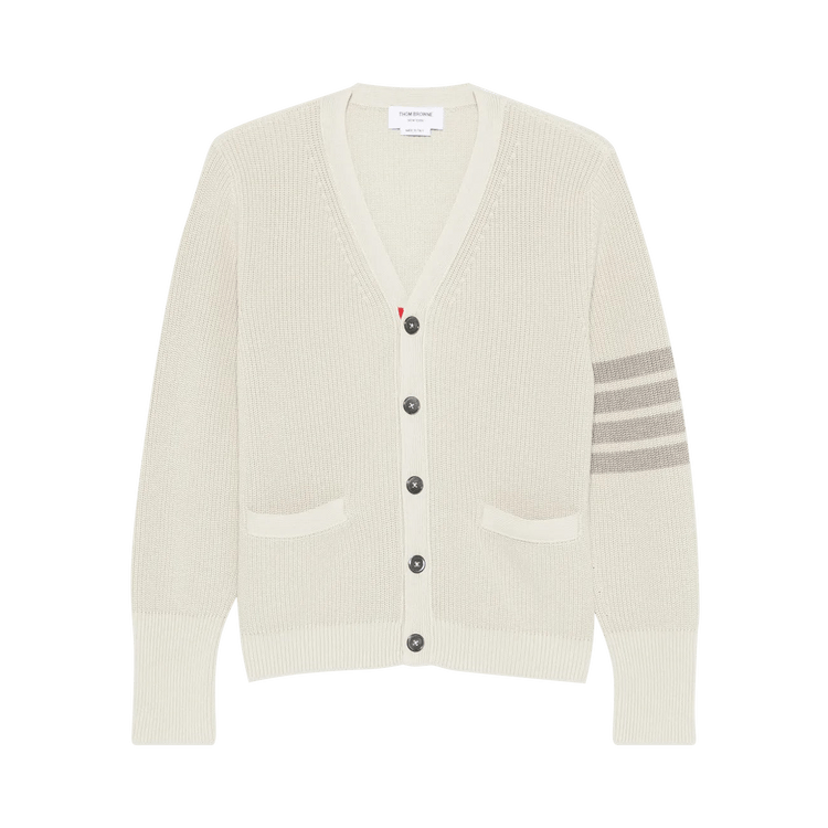 Thom Browne Tonal 4 Bar Stripe V Neck Cardigan "Beige"