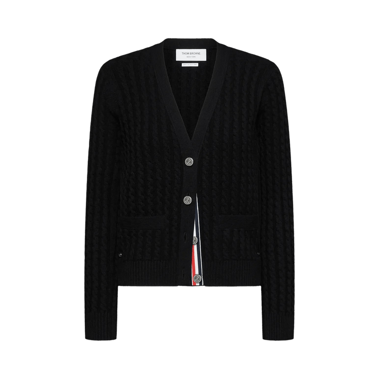 Thom Browne Classic V Neck Cashmere Cardigan "Black"