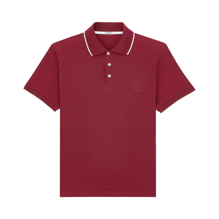 Saint Laurent Jersey Polo "Bordeaux/Naturel"