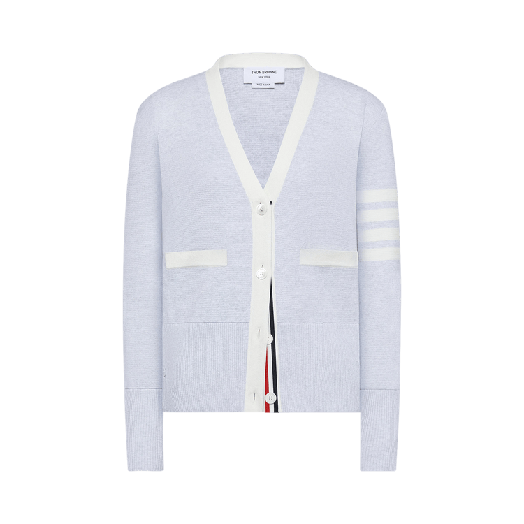 Thom Browne Milano Classic V Neck Cardigan "Pale Grey"
