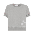 Thom Browne Snowflake Embroidery Short-Sleeve Dolman Tee "Medium Grey"