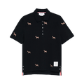 Thom Browne Horse Embroidery Short-Sleeve Polo Shirt "Navy"