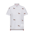 Thom Browne Horse Embroidery Short-Sleeve Polo "White"