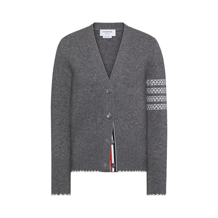 Thom Browne Holiday Hector Classic Fit V Neck Cardigan "Medium Grey"