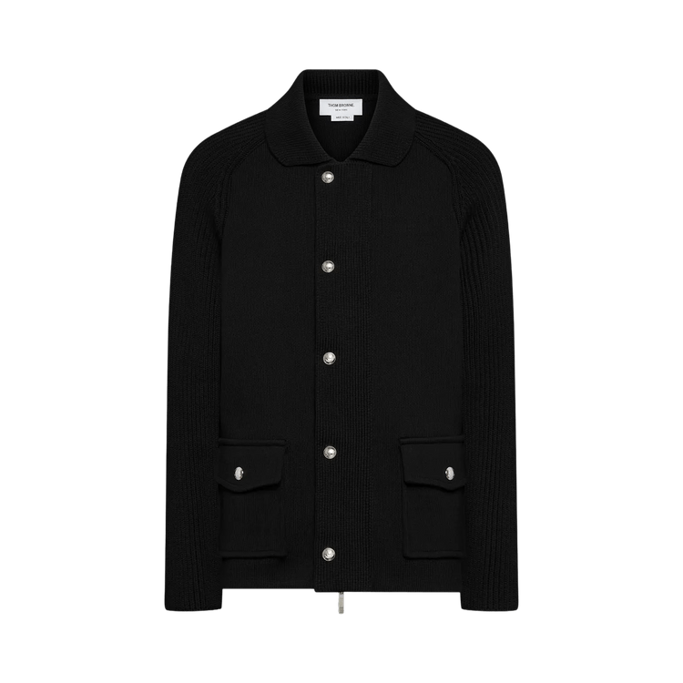 Thom Browne Cotton Cashmere Zip Up Jacket "Black"