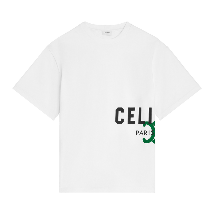 CELINE Relaxed T-Shirt "Optic White/Black/Dark Green"