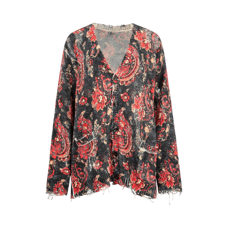 R13 Printed Boyfriend Cardigan "Black/Red/Multicolor"