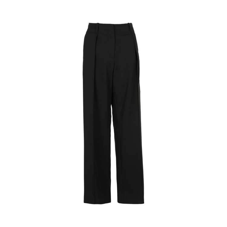 Ferragamo Pleated Wide Leg Trousers "Black"