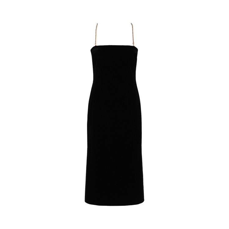 Ferragamo Midi Tube Dress With Twisted Chain Straps "Black"