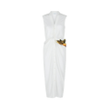 Ferragamo Twisted Belt Midi Dress "Bone"