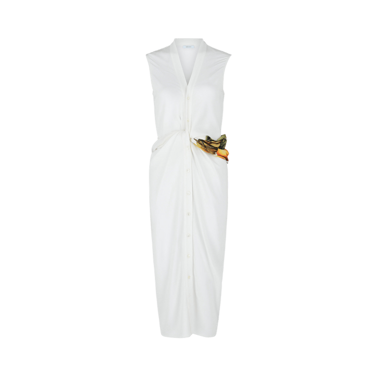 Ferragamo Twisted Belt Midi Dress "Bone"