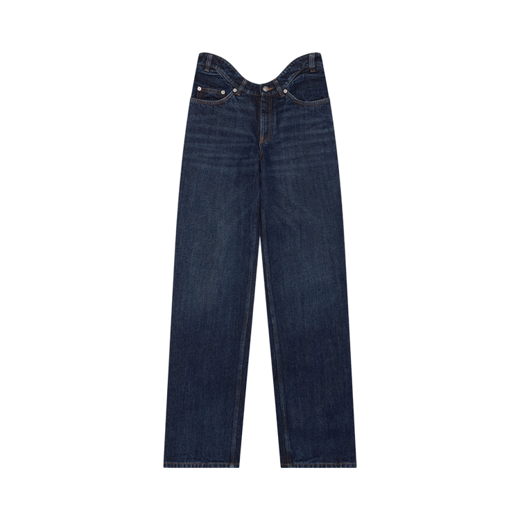 Jean Paul Gaultier Traight Leg Denim Pant With Curvy Waistband "Indigo"