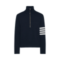Thom Browne Jersey Stitch Funnel Neck Half Zip Pullover "Navy"