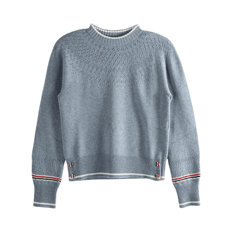 Thom Browne Pointelle Fair Isle Crew Neck Pullover "Deep Blue"