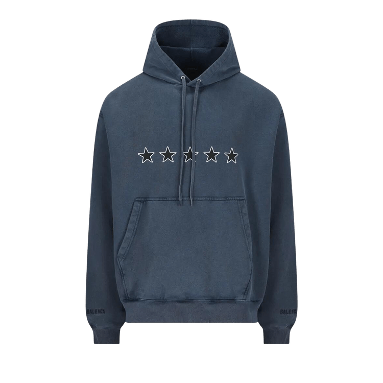 Balenciaga Oversized Drawstring Hoodie "Washed Navy"