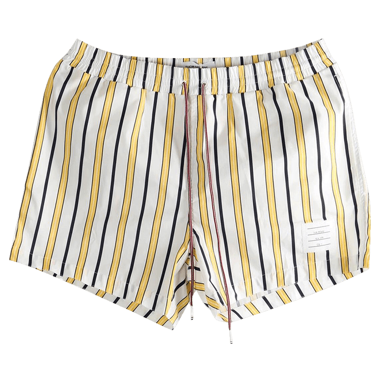 Thom Browne Repp Stripe Printed Swim Short "Pale Yellow"